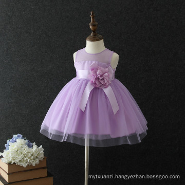 Best selling Kids frock princess baby 1 year old party dress purple Flower Girls' Dresses summer one piece children's dress